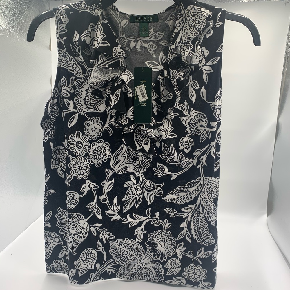 Lauren Ralph Lauren Sleeveless Ruffle Blouse NWT